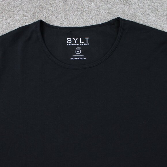 BYLT Lux Shirt Mens XL Black Drop Cut Cotton/Poly Stretch Short Sleeve Pullover - Picture 6 of 14